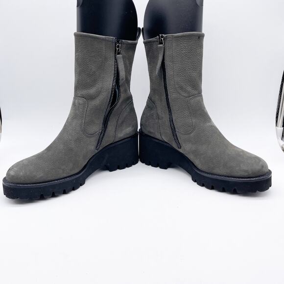 Paul Green Women's Newbury Suede Gray Leather Wedge Chunky Heeled Boots Size 7 - Picture 9 of 12